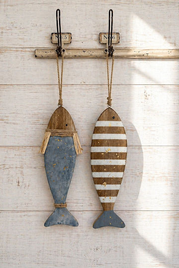 Kaemingk Dekorative Fisch aus Holz 6x1x23,5cm