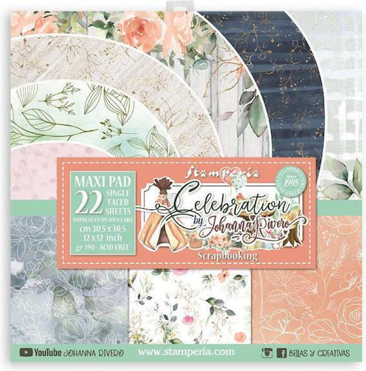 Stamperia 22 Scrapbooking Sheets 30.5x30.5cm Single Side Celebration