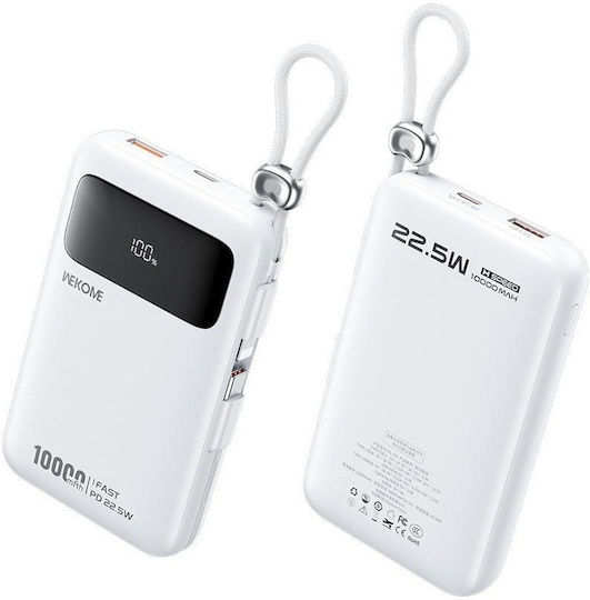 WK AS-169 Power Bank 10000mAh 22.5W с USB-A и USB-C порт Бял