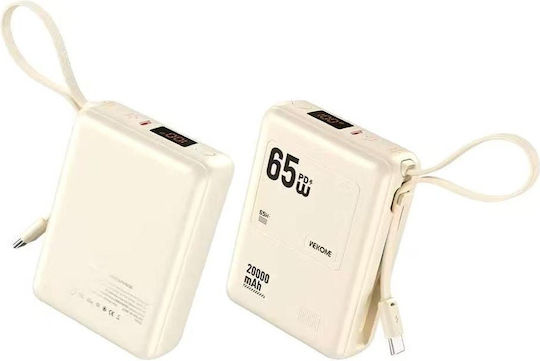 WK WP-117 Power Bank 20000mAh 65W с USB-C Порт Power Delivery Бял