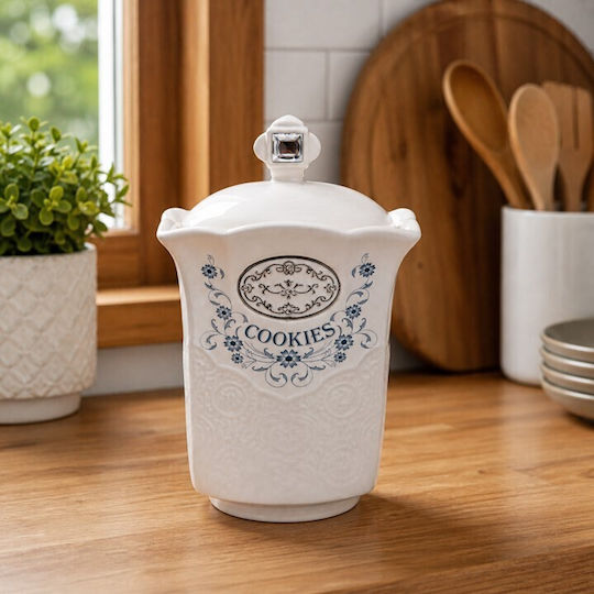 Keramik Lebensmittelglas Weiß Luxury Retro mit Deckel 10x18cm Galifas 7012101