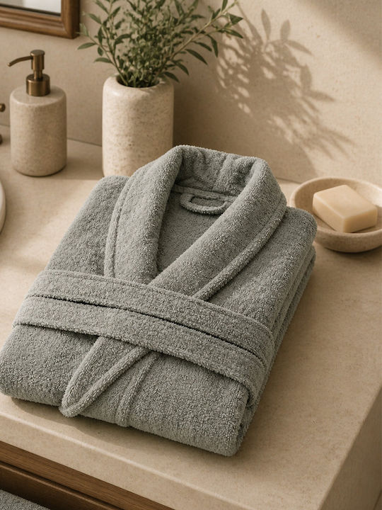 Nima Pure Bathrobe with Collar Gray 350gr/m²