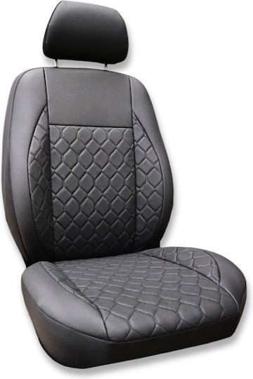PanCar Set Car Seat Covers 9 Pieces Leatherette Rhombus Black