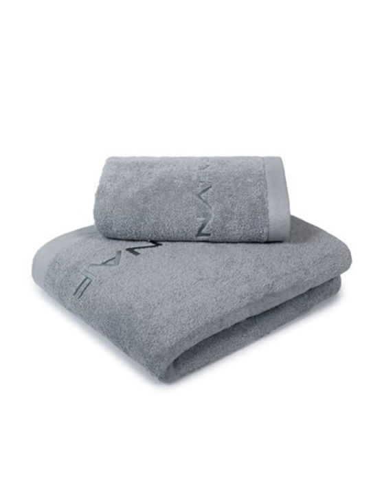 Biokarpet Naf Naf Towel Set 2 Pcs Naf Naf Light Grey-σετ Πετσέτες Κουτί