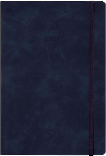 Next Diary 2027 Cuba Daily Flexi Blue Elastic 12x17cm Printing Option