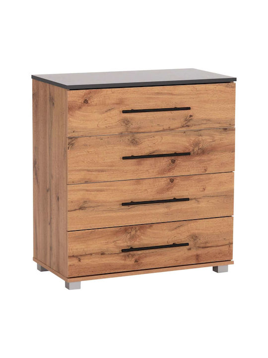 Kommode Schlafzimmer Holz mit 4 Schubladen Natürlich/Grau 75x40x83cm