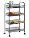ArteLibre Carrello Kitchen Trolley Metallic 4 Tiers Black 43x26x84cm