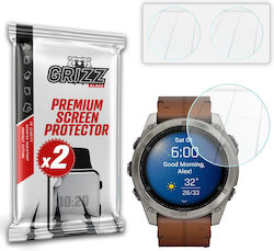 Set 2 Grizzglass Hybridglass Tempered Glass Screen Protectors Compatible Garmin Fenix 8 51mm Transparent