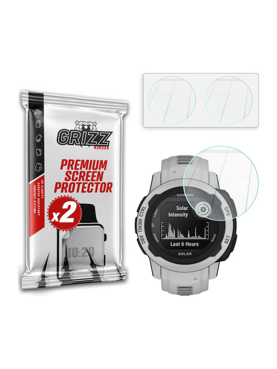 Set 2 Grizzglass Hybridglass Tempered Glass Screen Protectors Compatible Garmin Instinct 2s 40mm Transparent