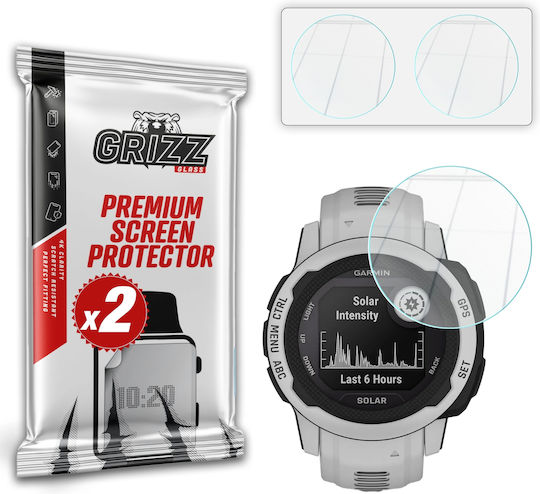 Set 2 Grizzglass Hybridglass Tempered Glass Screen Protectors Compatible Garmin Instinct 2s 40mm Transparent