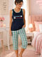 MISS MELINA Summer Women's Pyjama Set Dark Blue
