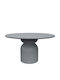 Round Dining Room Table with Gray Concrete Top 130x130x75cm