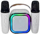 HOMie Karaoke Speaker with Wireless Microphones and Lighting Effects 88-481 Beige