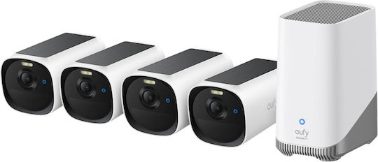 Eufy 4 Wireless Cameras IP 4MP Surveillance System with Control Hub & 16TB Hard Drive