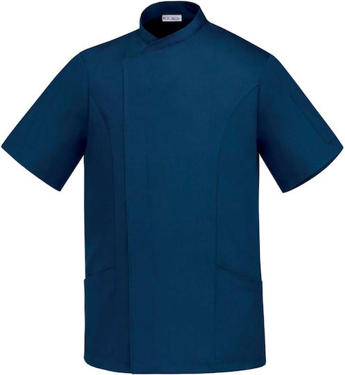 Egochef Kochjacken 100% Baumwolle Blau mit Kurzärmelig
