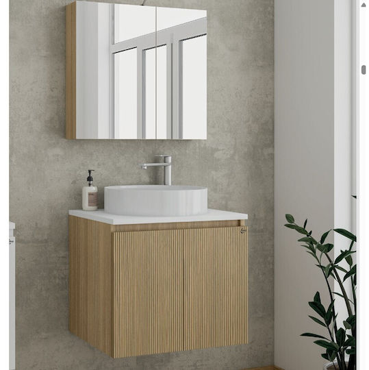 Drop Badezimmer Waschtisch-Einheit mit Waschbecken & Spiegel Weiß