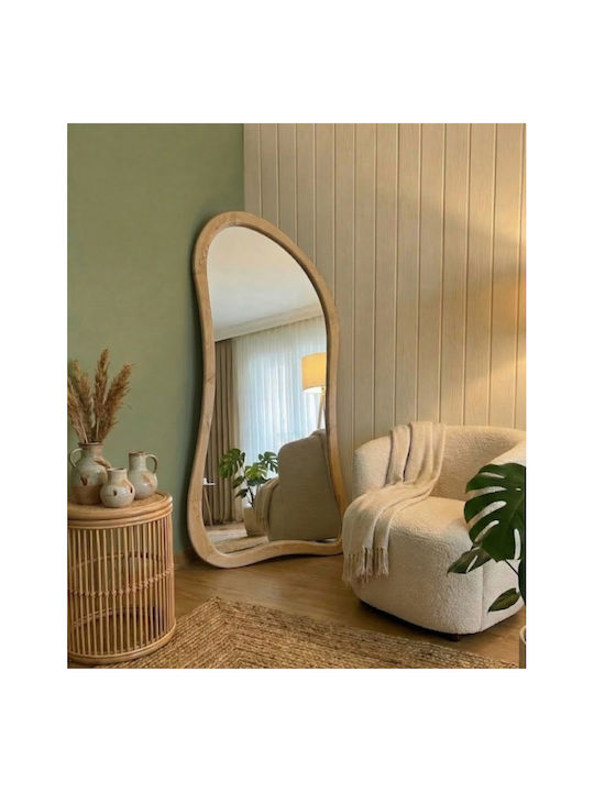 SteweHome Asymmetrischer Boden- oder Standspiegel mit Braun Holz Rahmen 180x80cm