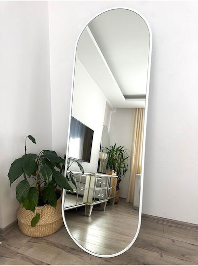 SteweHome Oglindă Ovală cu Ramă Metalică Albă 180x60cm