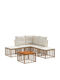 vidaXL Garden & Outdoor Furniture Sets Living Room Set 6 Pieces Natural and Cream White with Pillows