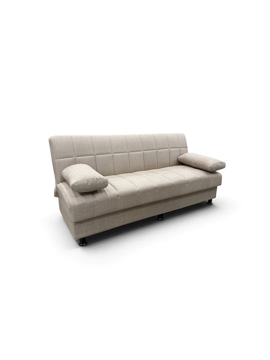 Nely Dreisitzer Sofa Bett mit Stauraum Hellbraun 190x88x82cm