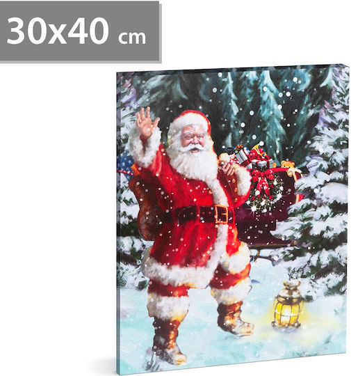 Pictură De Crăciun Cu Led 40 X 30 Cm Decor De Perete Lumină Alb Cald 2 X Baterii Aa