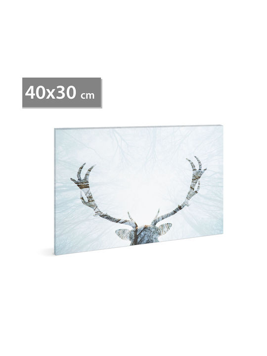 Pictură Ren De Crăciun Cu Iluminare LED 40 X 30 Cm Decor De Perete Lumină Alb Cald 2 X Baterii AA