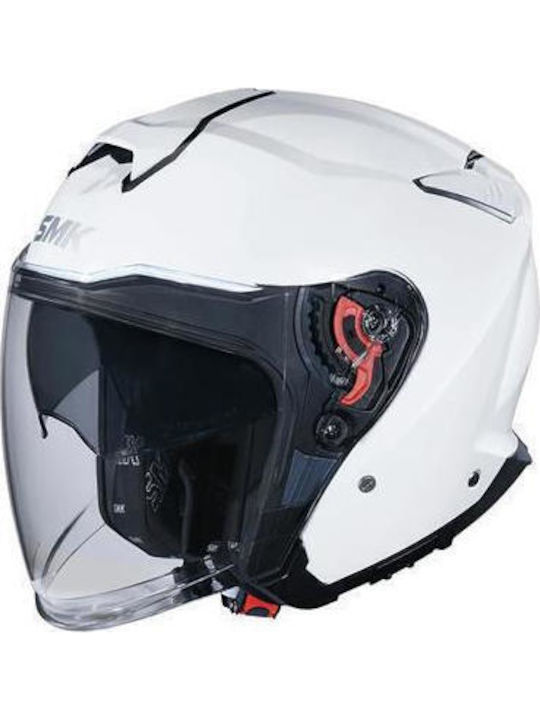 SMK GTJ Solid Бяло Каска Мотор Джет DOT / ECE 22.06 1450гр със Слънцезащита