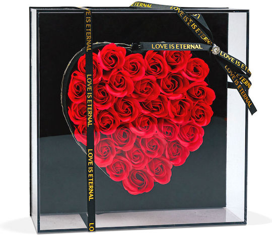 Trandafiri Artificiali În Formă De Inimă Cu Lumini LED În Cutie Cadou 29x29cm Decor Romantic Pentru Ziua Îndrăgostiților Aniversare