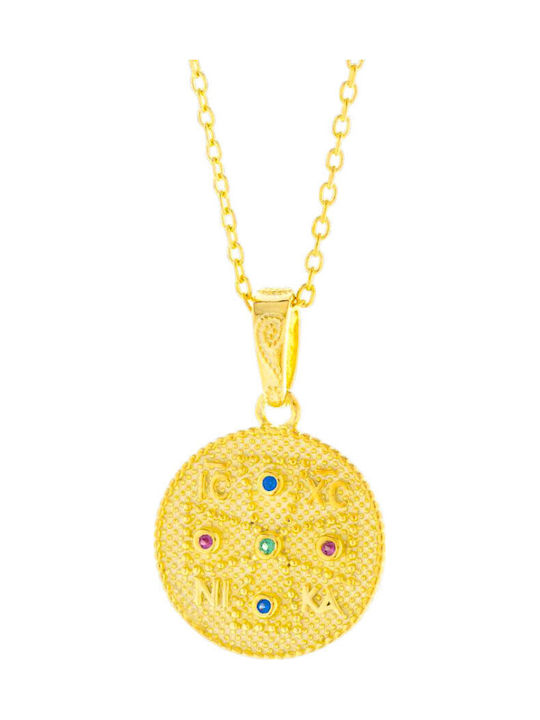 Jools Constantine Talisman Necklace Made of Gold Plated Silver with Zircon
