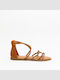 Damen Flache Sandalen Braun