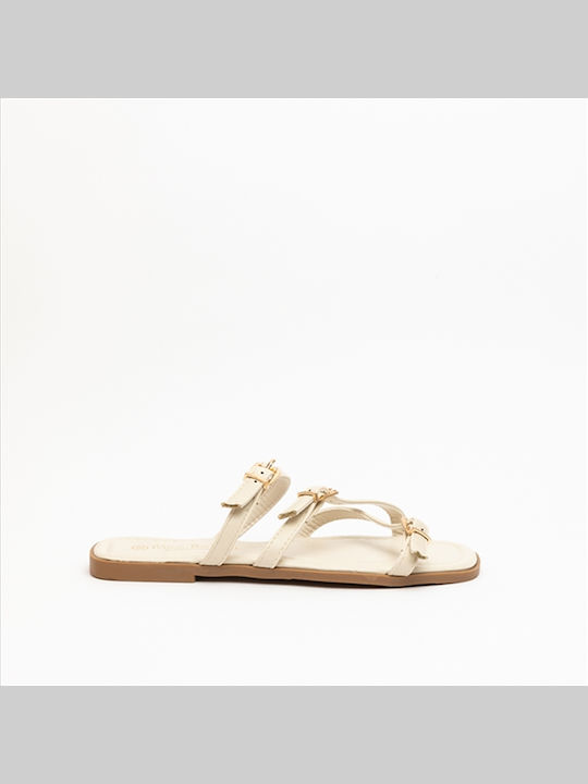 Damen Flache Sandalen Farbe Creme