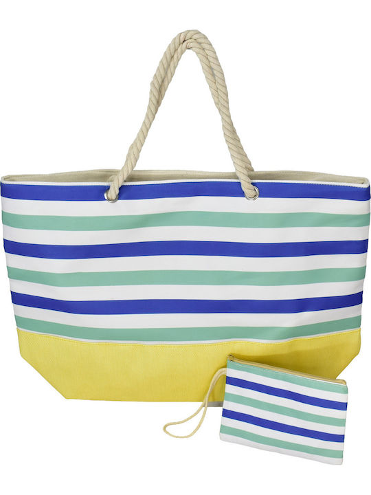 Bruno Stoff Strandtasche mit Kulturtasche Blau