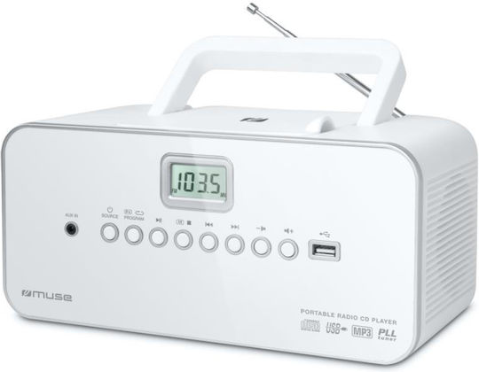 Muse M-28 Rdw Mse00075 Преносима Аудио Микро Система CD Плейър Радио Aux-in Бял