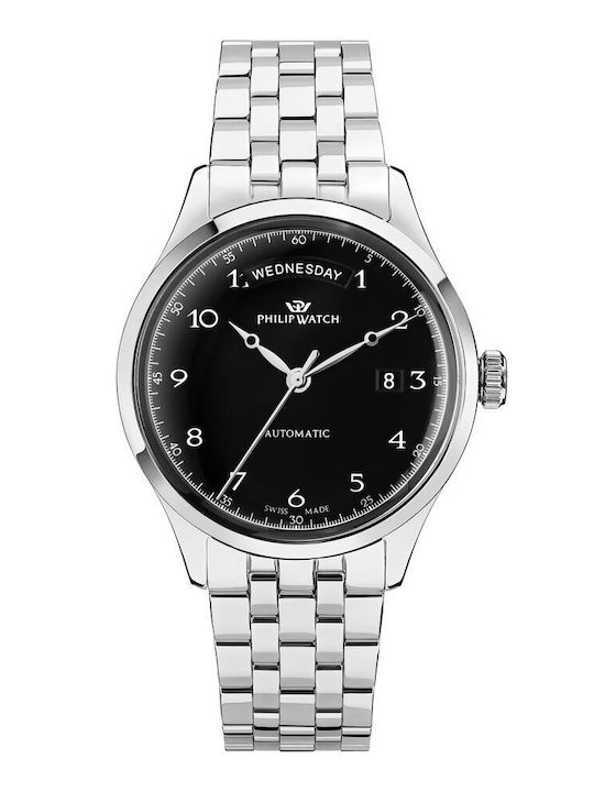 Philip Watch Men's Watch 40mm Automatic with Silver Metal Bracelet