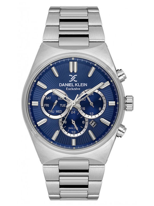 Daniel Klein Men's Battery Watch with Silver Metal Bracelet