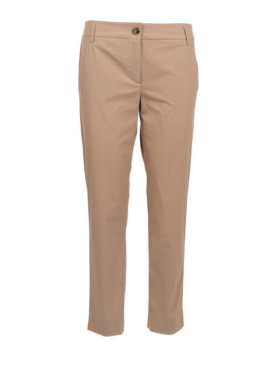 Women's Fabric Trousers in Slim Fit Beige
