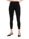 Women's Fabric Capri Trousers with Rubber Band Black