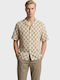 Light Beige Short Sleeve Linen Men's Shirt