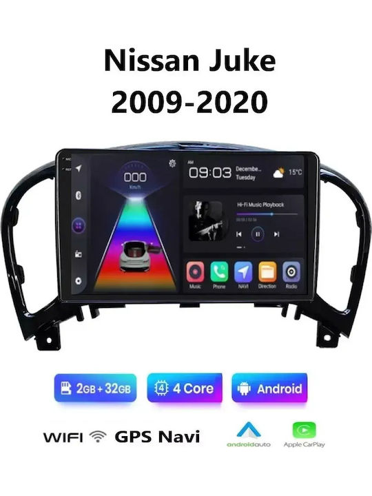 Car Audio System for Nissan Juke 2009-2020 Bluetooth USB WiFi GPS Apple CarPlay Android Auto with 9" Touch Screen