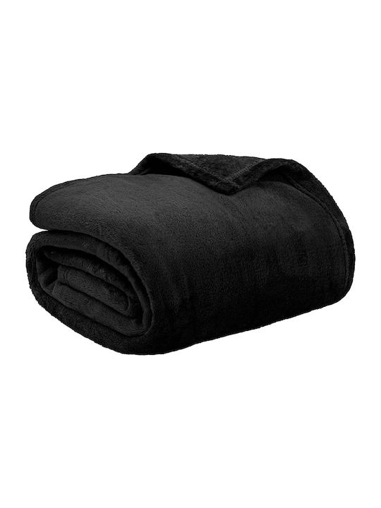 Κουβέρτα Γούνινη Μονή 150x210εκ. Black