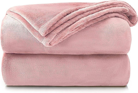 Furry Double Blanket 200x210cm Dusty Rose