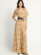 Women's Short Sleeve Floral Jumpsuit FBL013-101-12-Spicy-Pumpkin