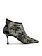 Leder Damen Stiefeletten Schwarz
