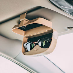 Car Sun Visor Glasses Holder Card Holder Universal Clip Car Organizer Beige Car Sun Visor Glasses Holder Card Holder Universal Clip Car Organizer Beige