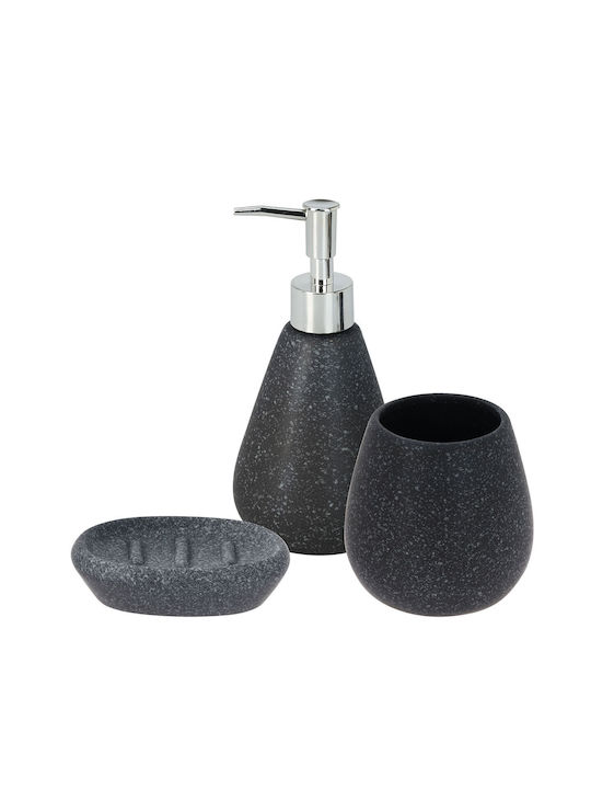 MRShome Bathroom Accessory Set Metal Gray 3 Pieces