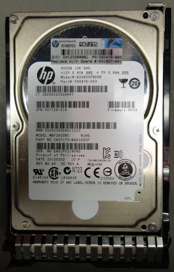 HP 600GB HDD Σκληρός Δίσκος 2.5" SAS 2.0 10000rpm για Server W127213365