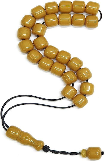 Roloi Komboloi Worry Beads with 25 Beads Made of Mastic Length 30cm Yellow