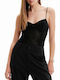 Damen-Bodysuit Desigual Velty Schwarz Samt Träger XL