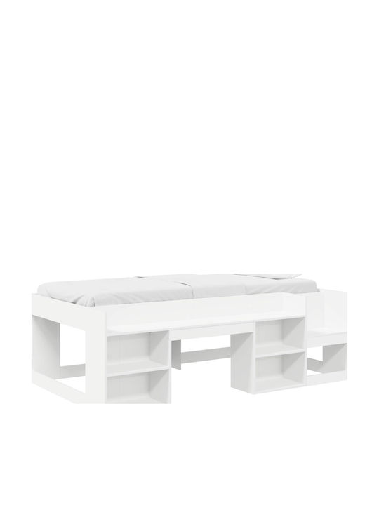 Kids Single Bed with Storage Space White for Ma...