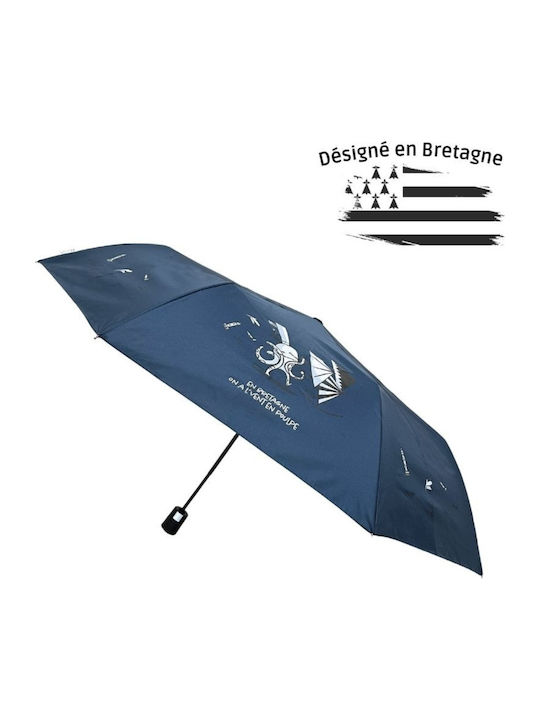 Smati Αυτόματη Ομπρέλα Βροχής Σπαστή Navy Μπλε